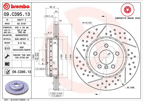 BREMBO 09C39513C02 DISC BRAKE ROTOR