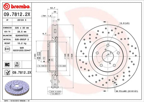 BREMBO 0978122XC02 DISC BRAKE ROTOR
