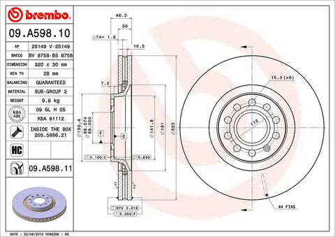 BREMBO 09A59811C02 DISC BRAKE ROTOR