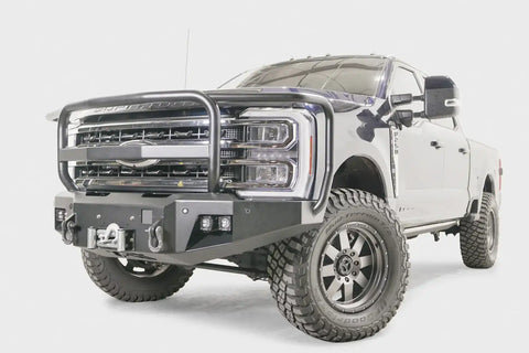 Fab Fours FS23-A5950-B - Premium Winch Front Bumper w/Full Grill Guard Bare