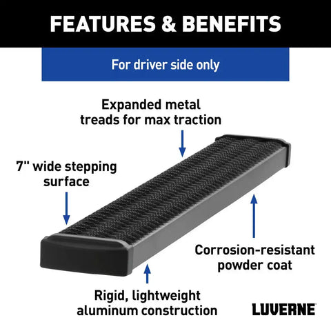 LUVERNE 415236-401470 - Grip Step 7 x 36 Black Aluminum Driver-Side Running Board, Select ProMaster