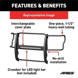 ARIES P5056 - Pro Series Black Steel Grille Guard, Select Dodge, Ram 2500, 3500