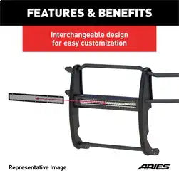 ARIES PC20OB - Pro Series 30-Inch Black Steel Grille Guard Light Bar Cover Plate