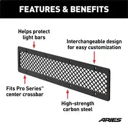 ARIES PJ20MB - Pro Series 20-Inch Black Steel Grille Guard Light Bar Cover Plate