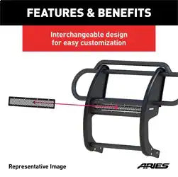 ARIES PJ20MB - Pro Series 20-Inch Black Steel Grille Guard Light Bar Cover Plate
