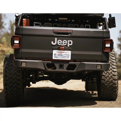 DV8 Offroad RBGL-05 20-22 GLADIATOR ULTRA SLIM HIGH CLEARANCE REAR BUMPER w/ BUILT IN HITCH & STEPS