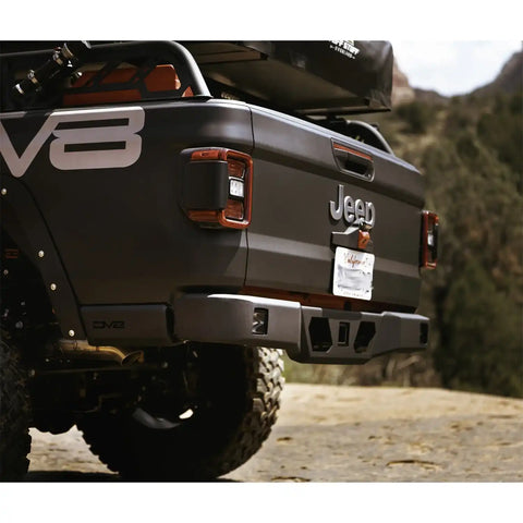 DV8 Offroad RBGL-05 20-22 GLADIATOR ULTRA SLIM HIGH CLEARANCE REAR BUMPER w/ BUILT IN HITCH & STEPS