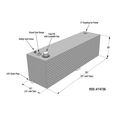 RDS MFG INC 74736 50 GAL. RECTANGULAR TRANSFER TANK