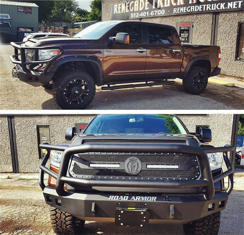 1421 TUNDRA FRONT LONESTAR WINCH BUMPER W/ SQUARE LIGHT MOUNTSTXT BLK;LIGHT SOLD SEPARATELY