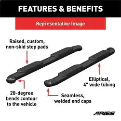 ARIES S221008 - 4-Inch Oval Black Steel Nerf Bars, Select Jeep Grand Cherokee