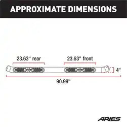 ARIES S223043-2 - 4 Polished Stainless Oval Side Bars, Select Ford F150, F250, F350, F450, F550