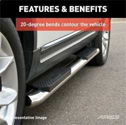 ARIES S223046-2 - 4 Polished Stainless Oval Side Bars, Select Ford Ranger SuperCrew