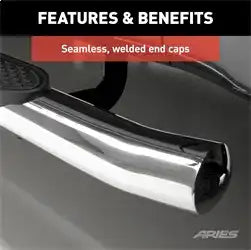 ARIES S224046-2 - 4 Polished Stainless Oval Side Bars, Select Silverado, Sierra 1500, 2500, 3500