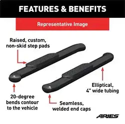 ARIES S224047 - 4-Inch Oval Black Steel Nerf Bars, Fits Select Ford Bronco 2-Door
