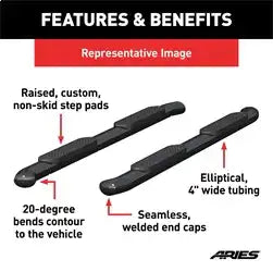 ARIES S224050 - 4-Inch Oval Black Steel Nerf Bars, Fits Select Ford Bronco 4-Door