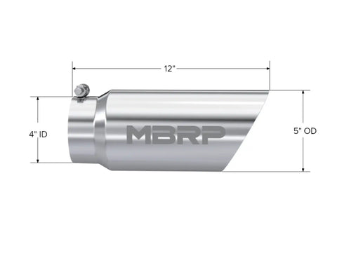 MBRP Exhaust T5053 - 5in. O.D. Dual Wall Angled 4in. inlet 12in. length