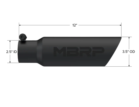 MBRP Exhaust T5106BLK - 3in. O.D. Dual Wall Angled 2in. inlet 12in. length-Black Coated.