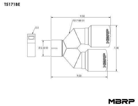 MBRP Exhaust T5171BE - 2.5 Inlet Burnt End Tip.