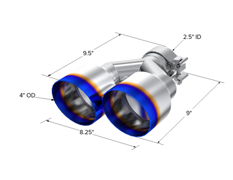 MBRP Exhaust T5177BE - 2.5 Inlet Tip. T304 Stainless Steel, Burnt End.