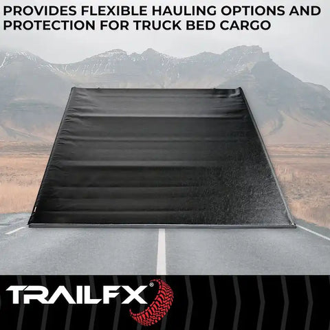 TrailFX TFX2205 - Soft Roll-Up Velcro Lockable W/Tailgate Lock Black Vinyl W/Aluminum Rails