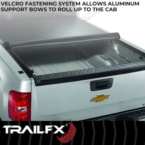 TrailFX TFX2205 - Soft Roll-Up Velcro Lockable W/Tailgate Lock Black Vinyl W/Aluminum Rails
