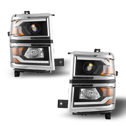 Winjet CHWJ-0382C-B Headlight Assembly Halogen Bulb Projector Beam With LED Daytime