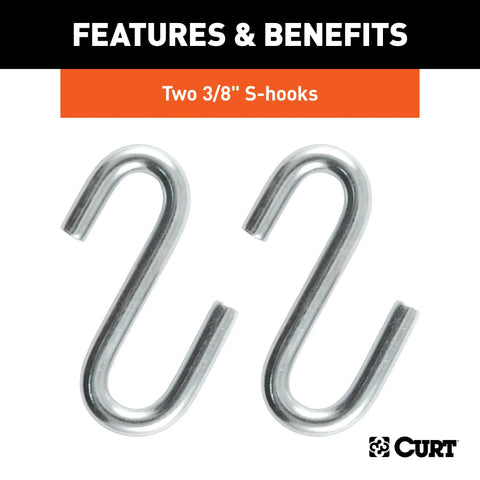CURT 80011 - 48in. Safety Chain with 2 S-Hooks (2000 lbs Clear Zinc Packaged)
