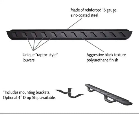 Go Rhino RB10 Running Boards Bed Liner Coating With Drop Step