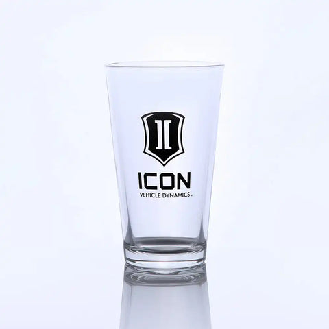 ICON Vehicle Dynamics FRDK_ICON-2140-SL-BL-16OZ 16OZ PINT GLASS W/STACKED BLACK ICON LOGO