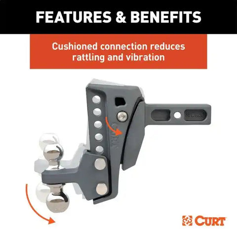 CURT 45951 Rebellion XD Adjustable Cushion Hitch (2 Shank, 2", 2-5/16 Balls, 15K)