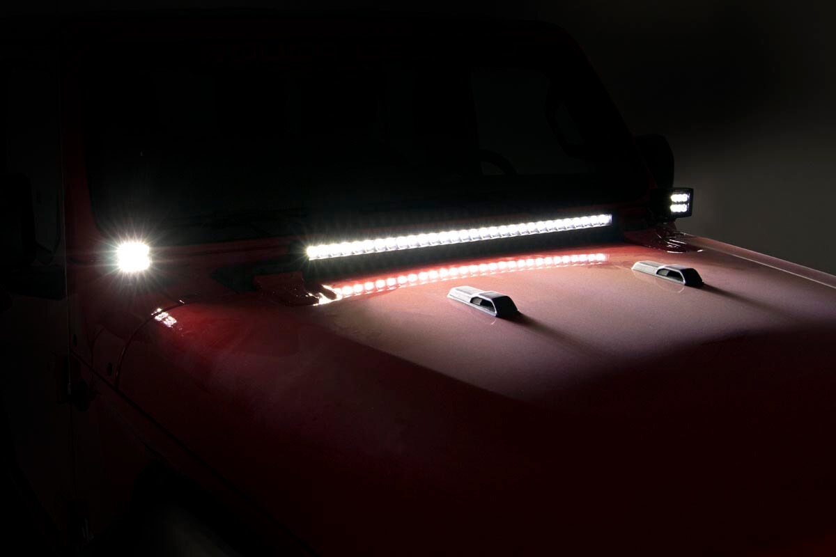 LED Light Kit | Hood Mount | 30" Chrome Single Row | Jeep Gladiator JT/Wrangler JL (18-24)
