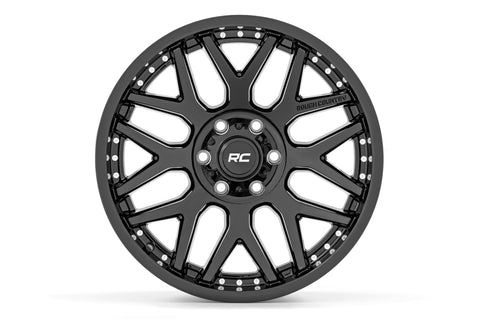 Rough Country 95 Series Wheel | One-Piece | Gloss Black | 20x10 | 5x4.5 | -19mm