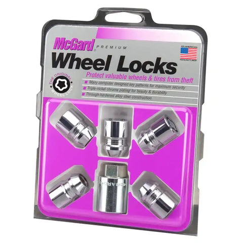 McGard Wheel Lock Nut Set - 5pk. (Cone Seat) M12X1.5 / 13/16 Hex 1.28in. Length Chrome