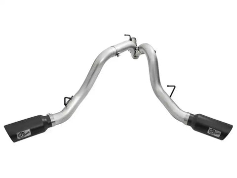 aFe 49-04080-B Atlas Exhaust 4in Dual DPF-Back Al Steel w/ Black Tips 16-17 GM Diesel Truck V8-6.6L (td) LML