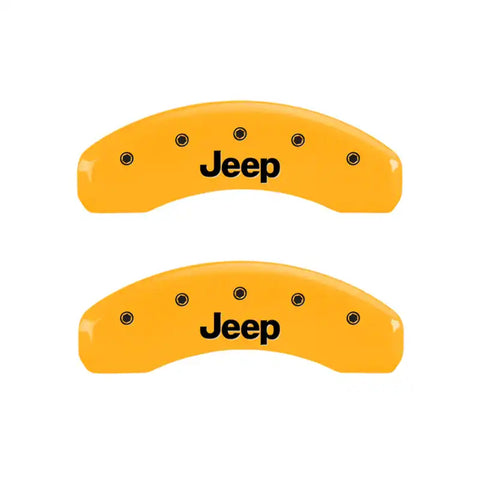 MGP 4 Caliper Covers Engraved Front JEEP Engraved Rear JEEP Grill logo Black finish silver ch