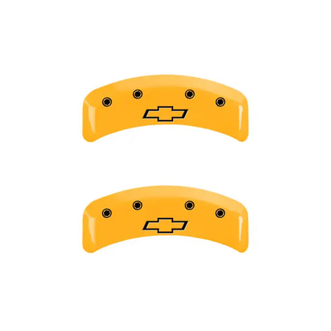 MGP 4 Caliper Covers Engraved Front & Rear Bowtie Yellow Finish Black Char 1997 Chevrolet Camaro