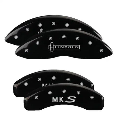 MGP 4 Caliper Covers Engraved Front & Rear MGP Black Finish Silver Char 2017 Cadillac XT5