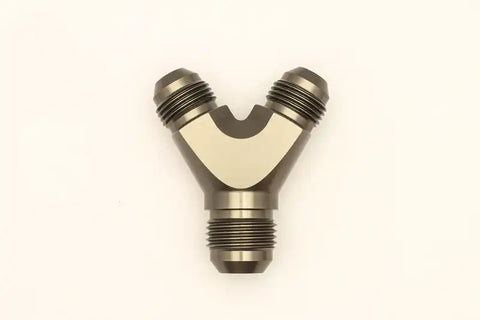 DeatschWerks 8AN Male Flare + 8AN Male Flare to 10AN Male Flare Y Block Fitting
