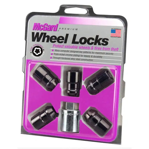 McGard Wheel Lock Nut Set - 5pk. (Cone Seat) M12X1.5 / 3/4 Hex 1.46in. Length Black