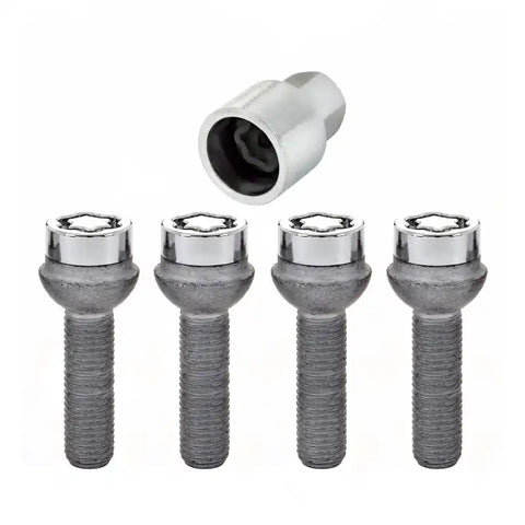 McGard Wheel Lock Bolt Set - 4pk. (Radius Seat) M12X1.5 / 17mm Hex 39.9mm Shank Length Chrome