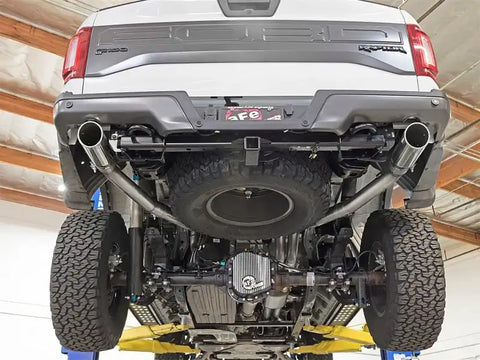 aFe 49-43045-P MACHForce XP Exhaust Cat-Back SS-409 2017 Ford F-150 Raptor V6-3.5L (tt) w/ Polished Tips