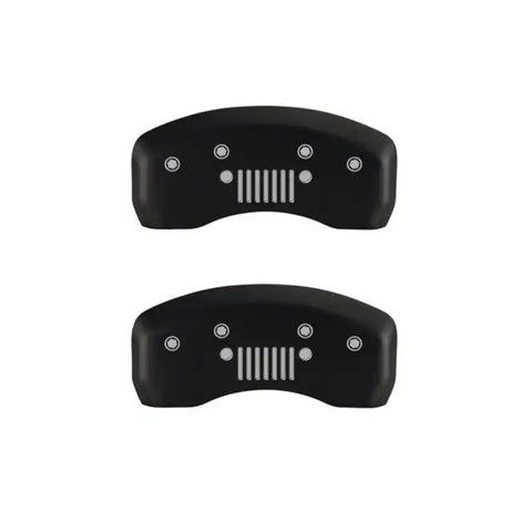 MGP 4 Caliper Covers Engraved Front JEEP Engraved Rear JEEP Grill logo Red finish silver ch