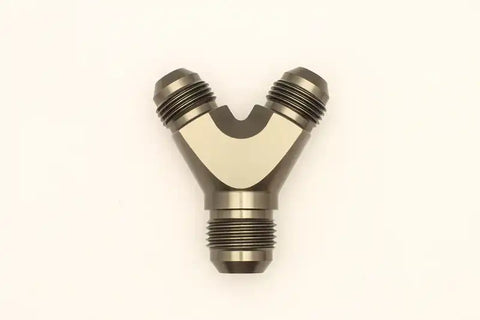 DeatschWerks 8AN Male Flare + 8AN Male Flare to 10AN Male Flare Y Block Fitting