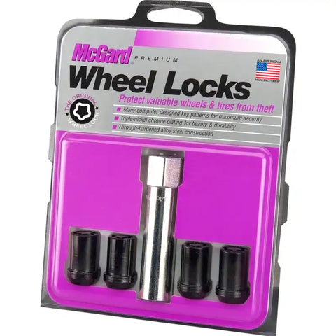 McGard Wheel Lock Nut Set - 4pk. (Tuner / Cone Seat) M12X1.5 13/16 Hex 1.24in. Length Black