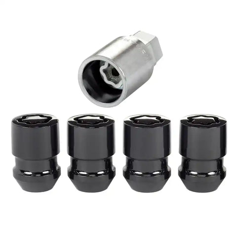 McGard Wheel Lock Nut Set - 4pk. (Cone Seat) 1/2-20 / 3/4 & 13/16 Dual Hex 1.28in. Length Black