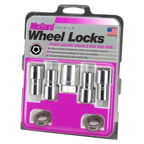McGard Wheel Lock Nut Set - 4pk. (Long Shank Seat) 1/2-20 / 13/16 Hex 1.75in. Length Chrome