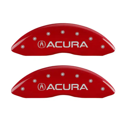 MGP 4 Caliper Covers Engraved Front & Rear Acura Red finish silver ch