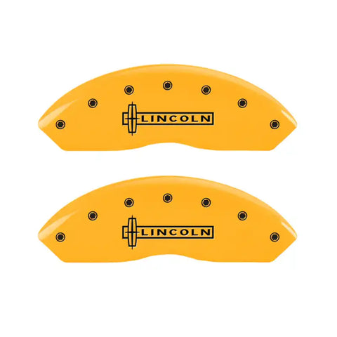 MGP 4 Caliper Covers Engraved Front Lincoln Engraved Rear MKX Yellow finish black ch