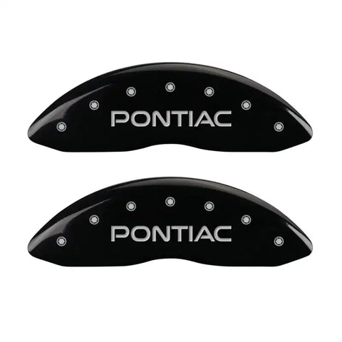 MGP 4 Caliper Covers Engraved Front Pontiac Engraved Rear G8 Black finish silver ch