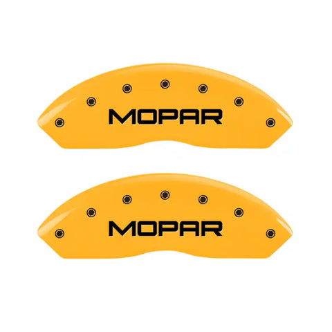 MGP 4 Caliper Covers Engraved Front & Rear MOPAR Yellow finish black ch